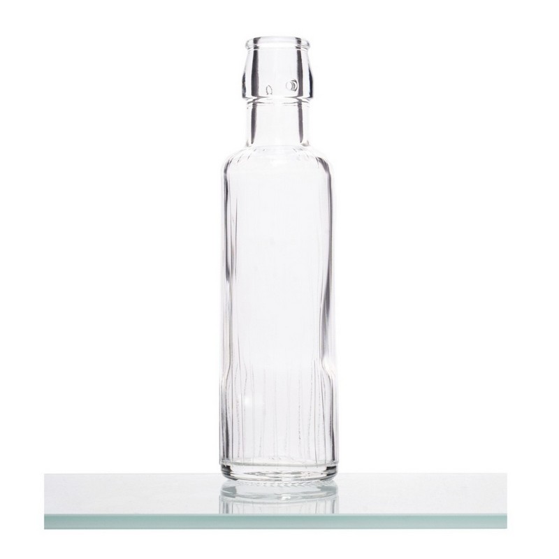 Bottiglia acqua in vetro trasparente rigata da 1 litro